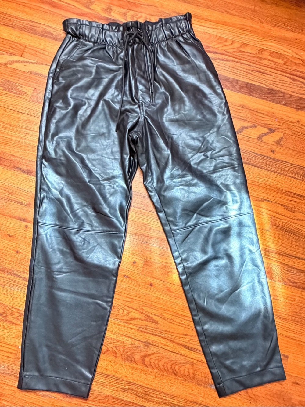 Abercrombie Black Faux Leather Paperbag Pants M